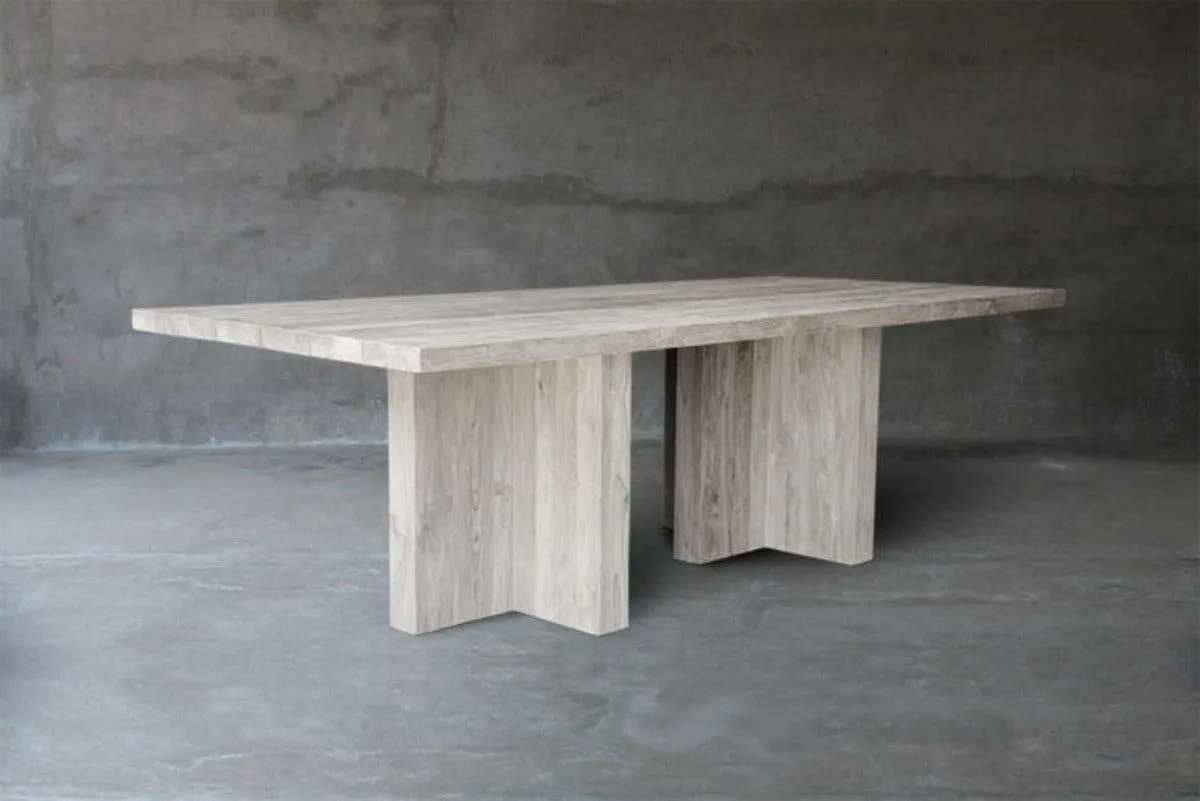 Reclaimed Teak Table with 2 T-Bases Dining Table