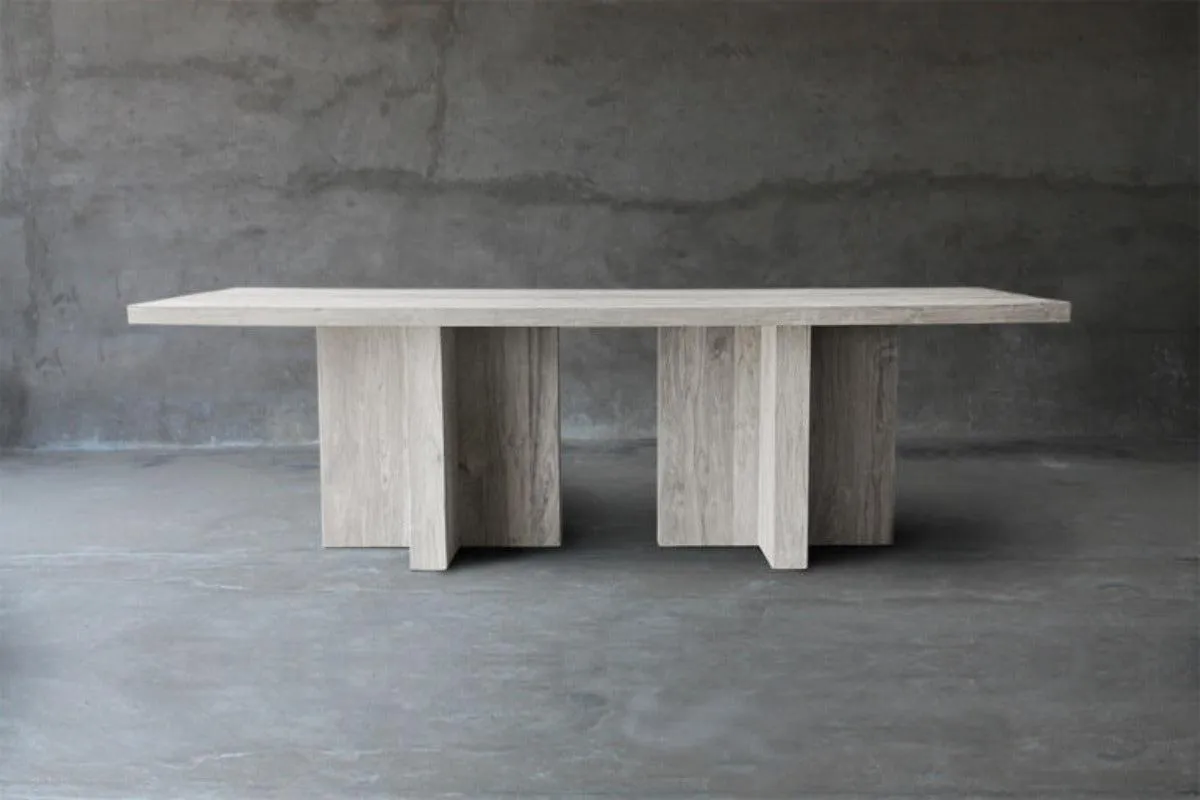 Reclaimed Teak Table with 2 T-Bases Dining Table