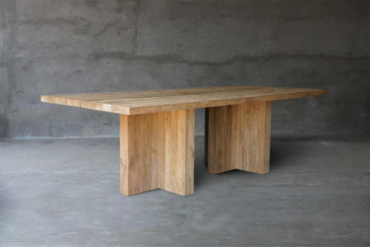 Reclaimed Teak Table with 2 T-Bases Dining Table