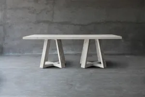 Reclaimed Teak Table with 2 X-Bases Dining Table