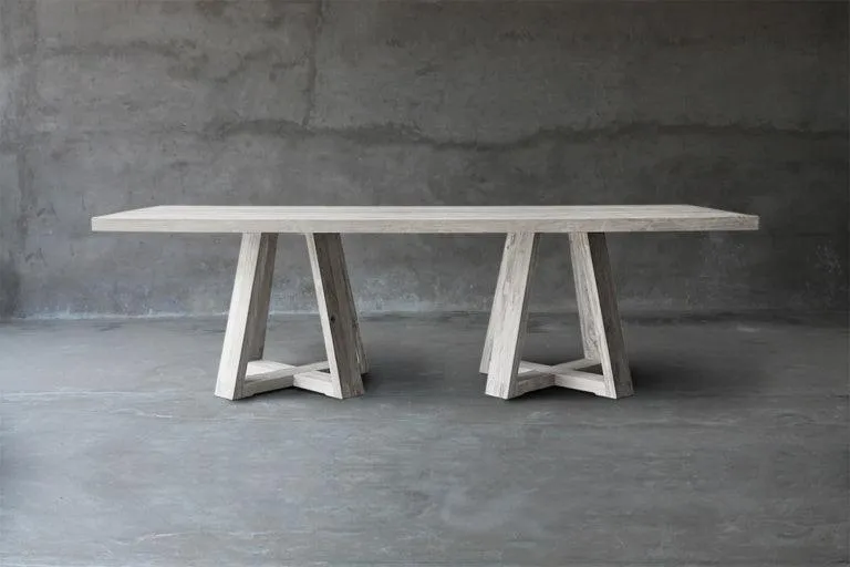 Reclaimed Teak Table with 2 X-Bases Dining Table