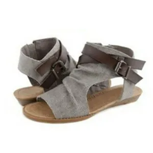 Retro Vintage Roman Zipper Flat Sandals