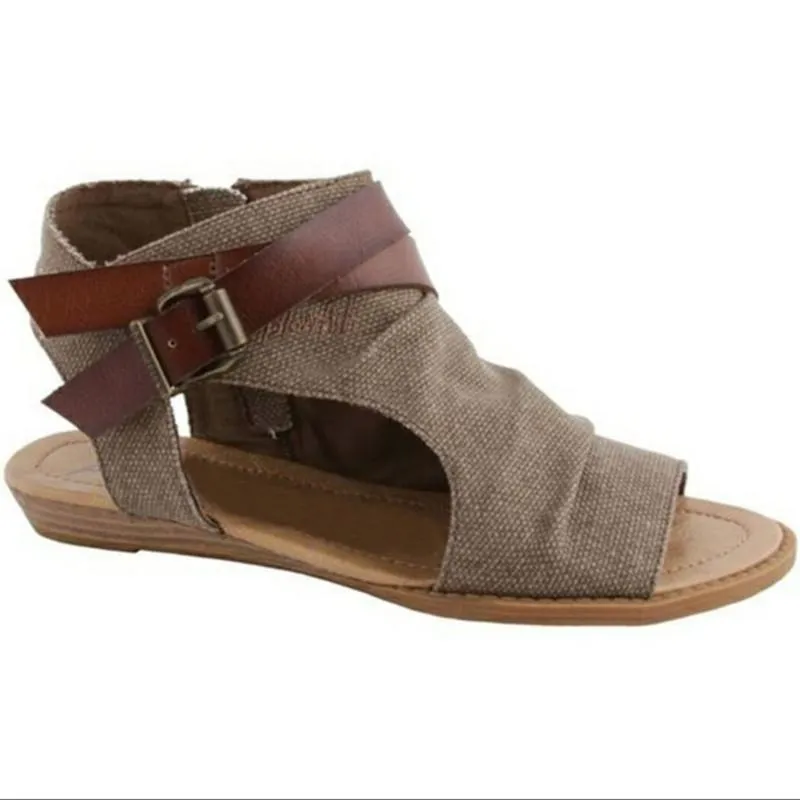 Retro Vintage Roman Zipper Flat Sandals