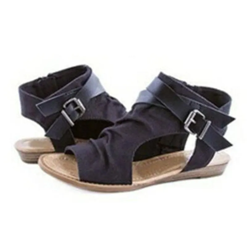 Retro Vintage Roman Zipper Flat Sandals