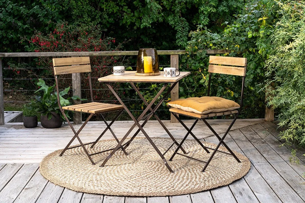 Rishikesh Reclaimed Wood & Iron Folding Chairs - (Set of 2)