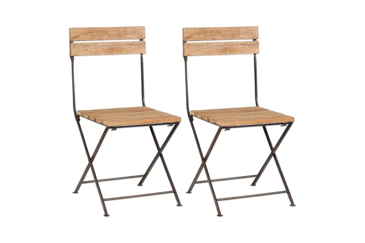 Rishikesh Reclaimed Wood & Iron Folding Chairs - (Set of 2)