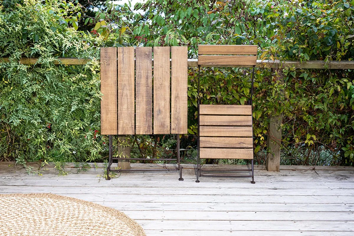 Rishikesh Reclaimed Wood & Iron Folding Chairs - (Set of 2)