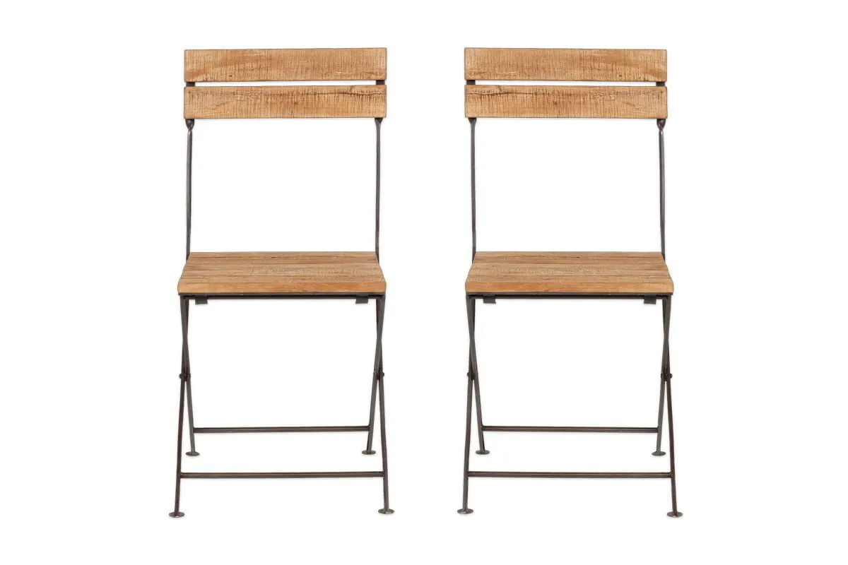 Rishikesh Reclaimed Wood & Iron Folding Chairs - (Set of 2)