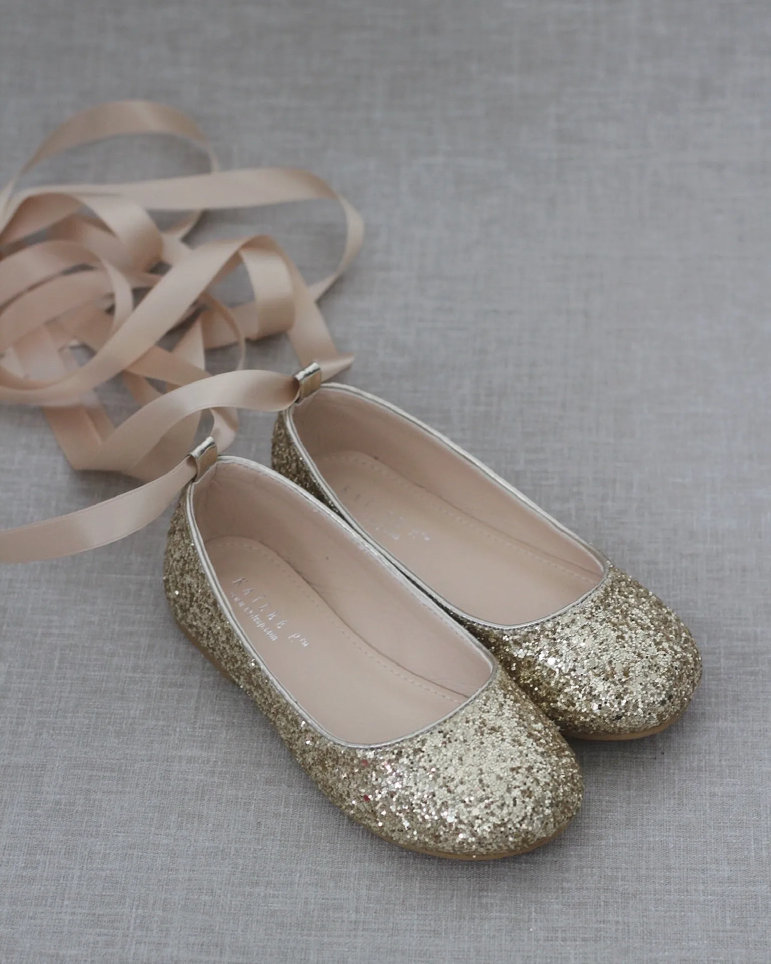 Rock Glitter Ballet Flats with Satin Ankle Strap