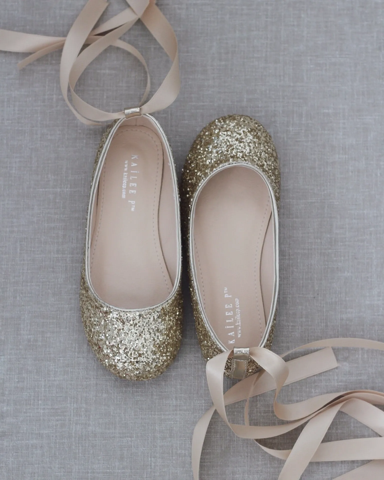 Rock Glitter Ballet Flats with Satin Ankle Strap