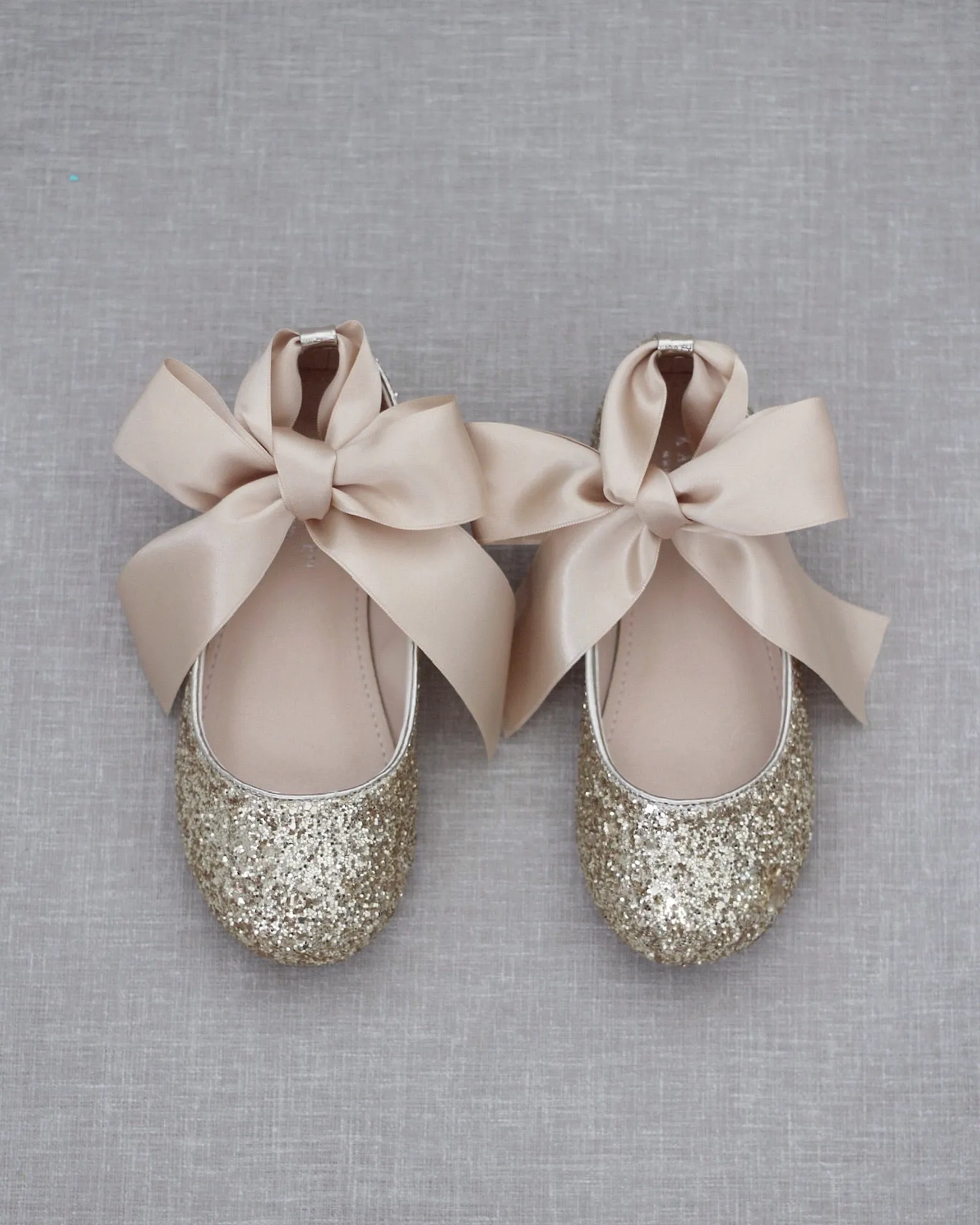 Rock Glitter Ballet Flats with Satin Ankle Strap