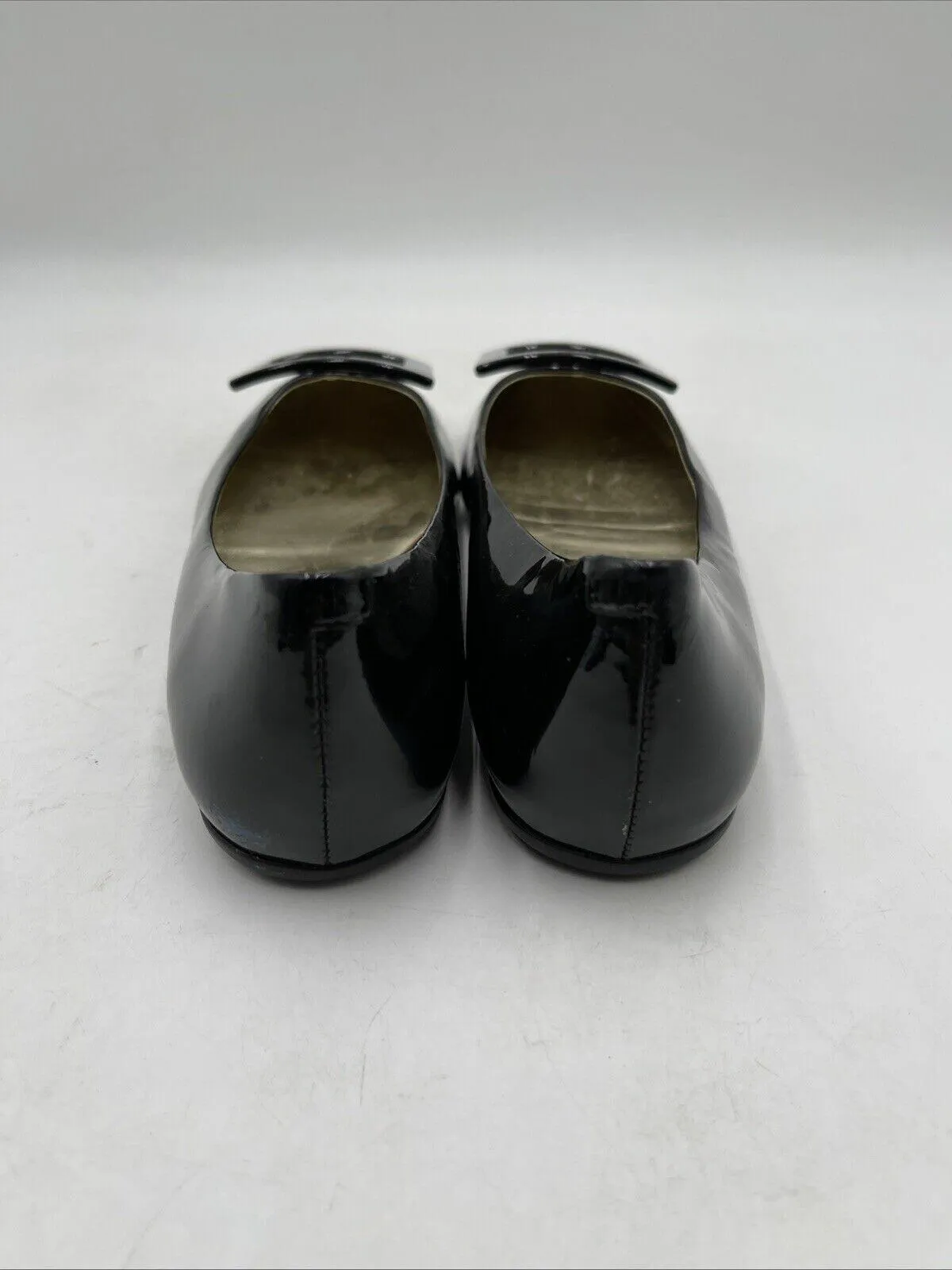Roger Vivier Gommettine Black Patent Leather Round Toe Ballerina Flats Womens 35 - Very Good