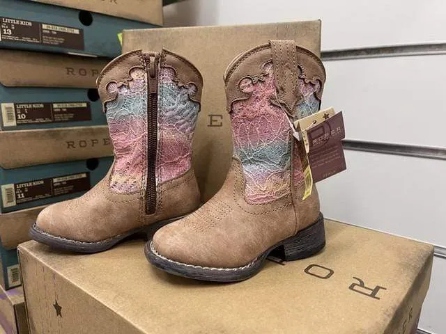 Roper Toddler Boots Glitter Lace Tan