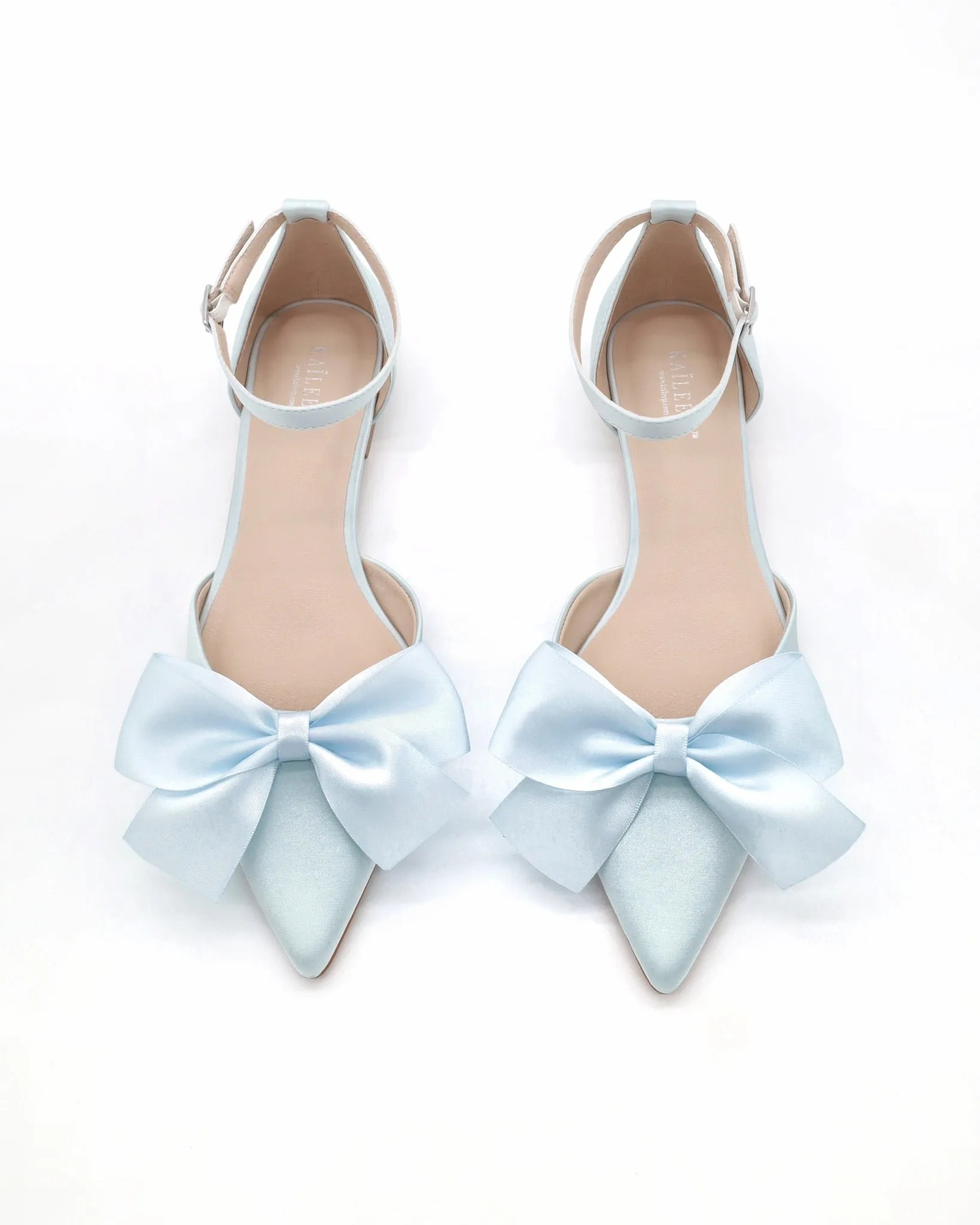 Satin Pointy Toe flats with Front Satin Bow