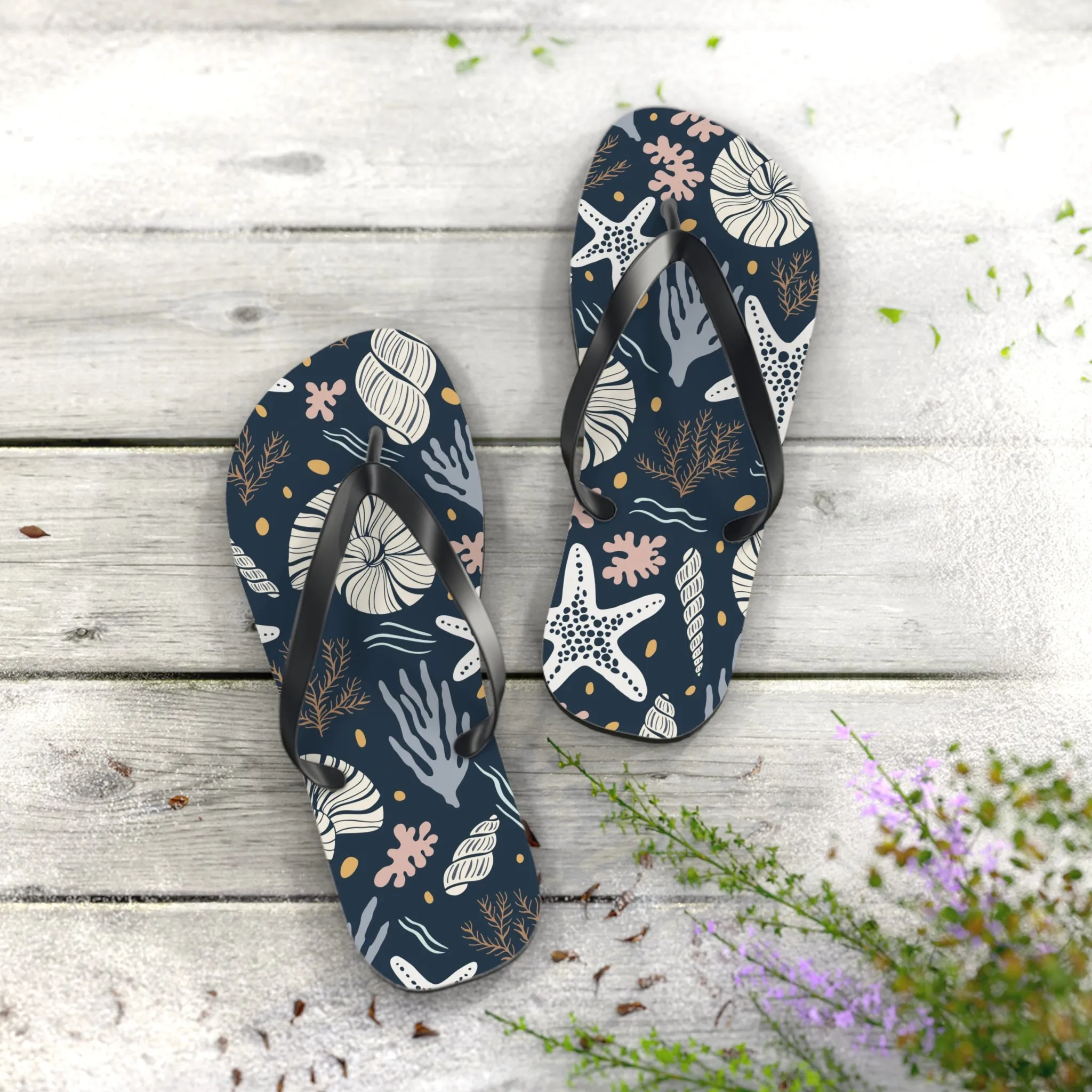 Sea Shells Flip Flops