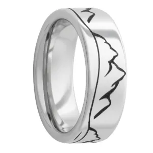 Serinium Pipe Cut Band with Mountain Range Laser Engraving