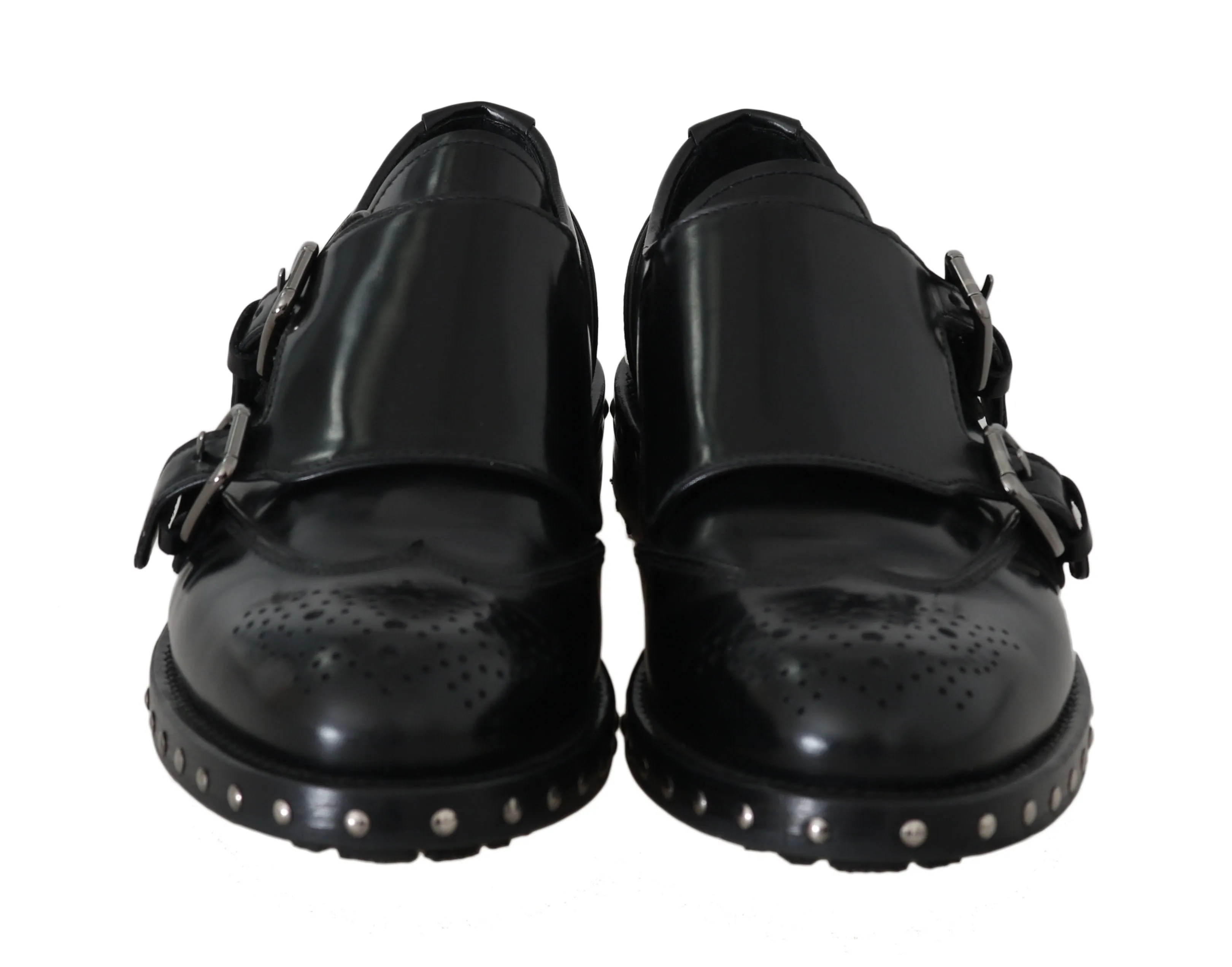 Shoes Black Leather Studded Formal Shoes