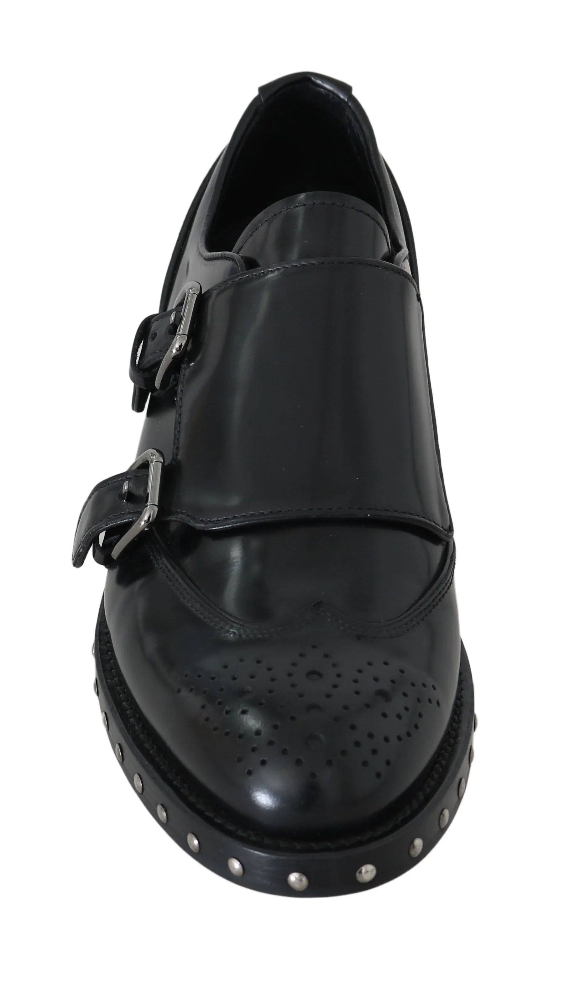Shoes Black Leather Studded Formal Shoes