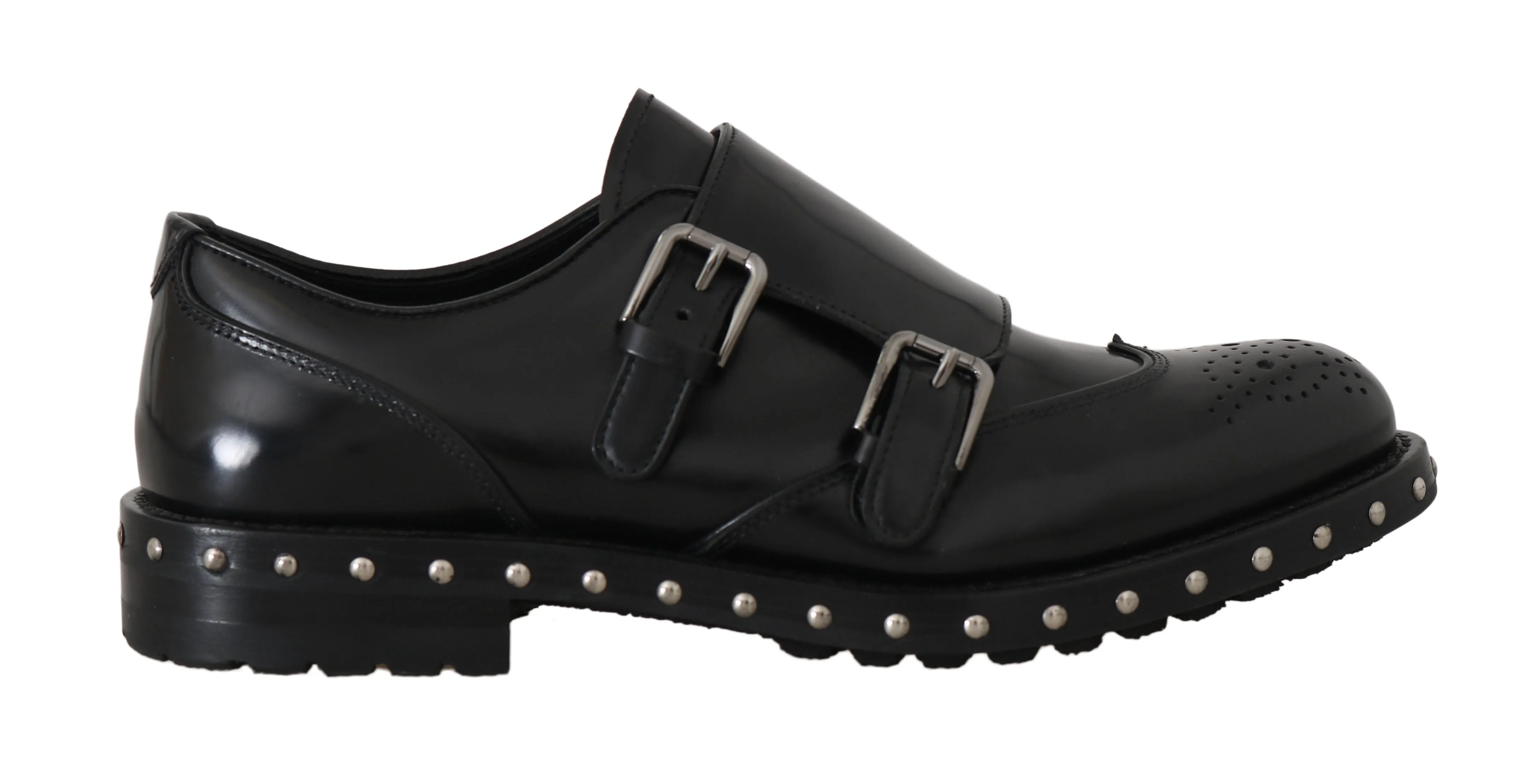Shoes Black Leather Studded Formal Shoes
