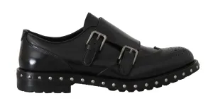 Shoes Black Leather Studded Formal Shoes