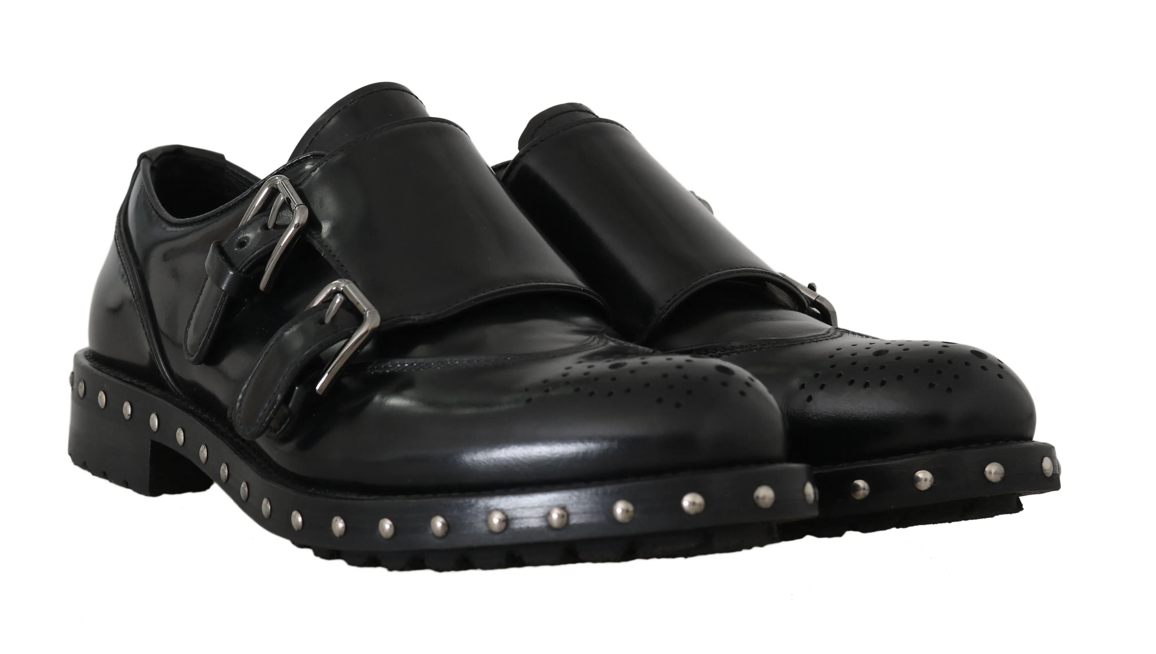 Shoes Black Leather Studded Formal Shoes