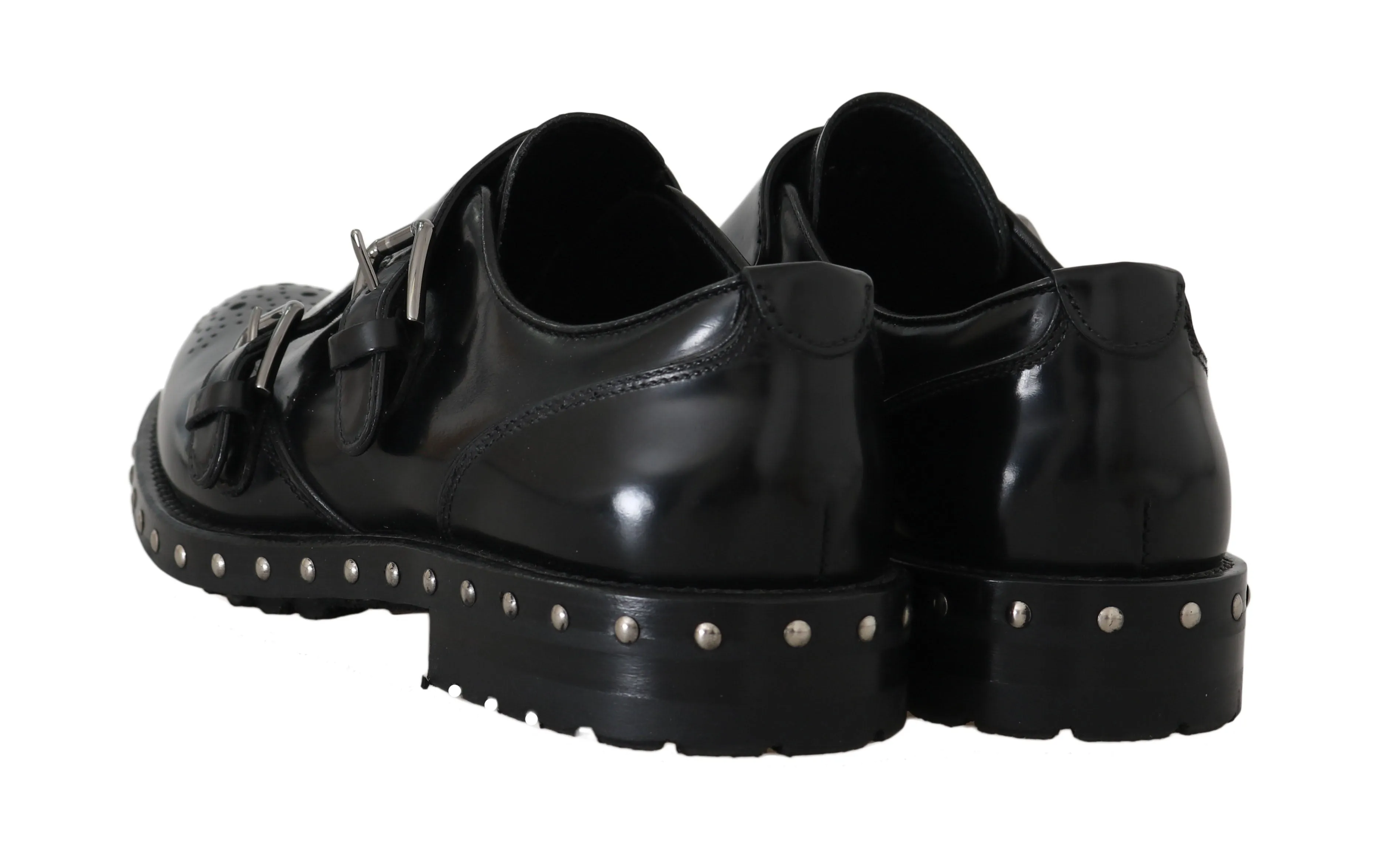 Shoes Black Leather Studded Formal Shoes