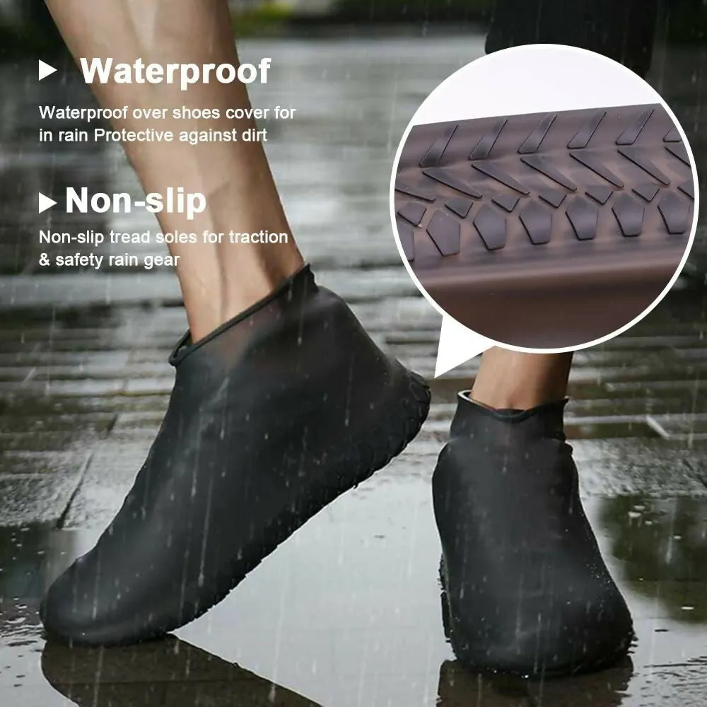 Silicone Shoe Covers – Waterproof, Reusable & Easy to Carry (Black, Free Size)