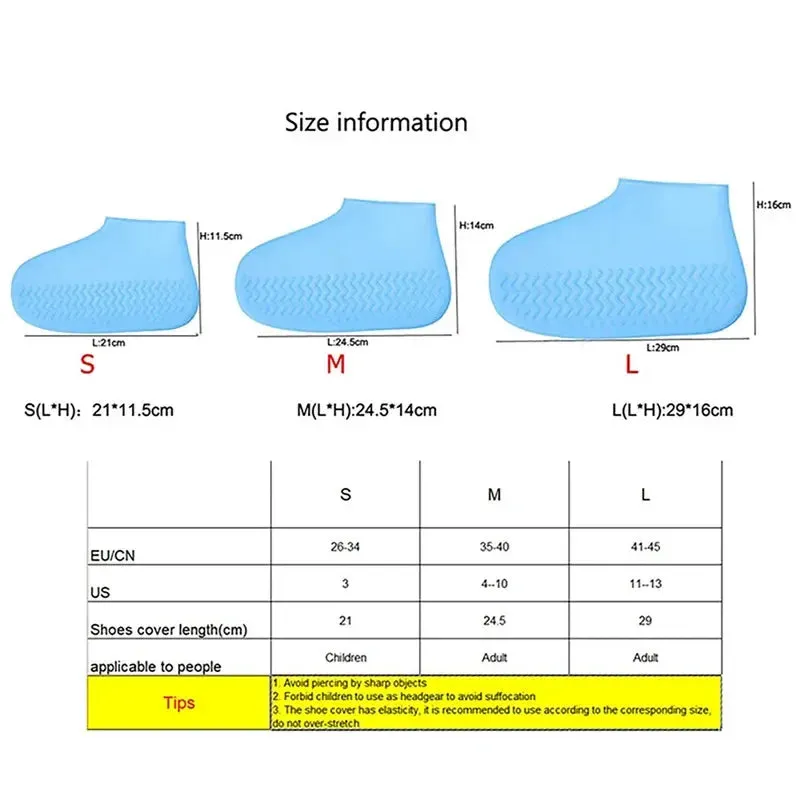 Silicone Waterproof Anti-Slip Shoe Covers for Outdoors