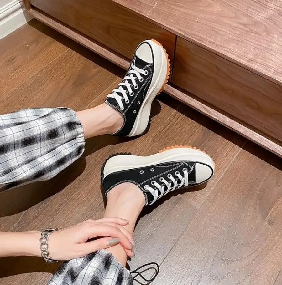 sizes Women Orthopedic Low-Top Canvas Platform Sneakers
