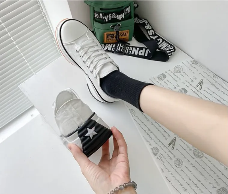 sizes Women Orthopedic Low-Top Canvas Platform Sneakers
