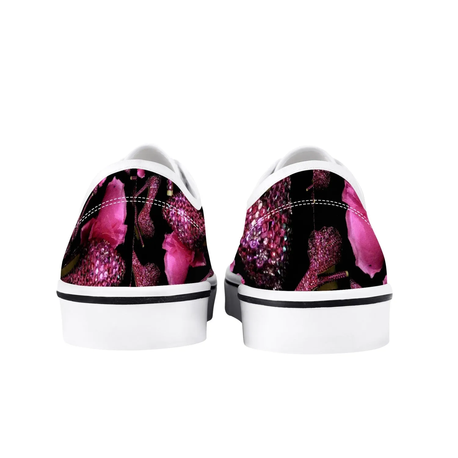 Skate Shoes - White/Black 'Pink crystals shoes'