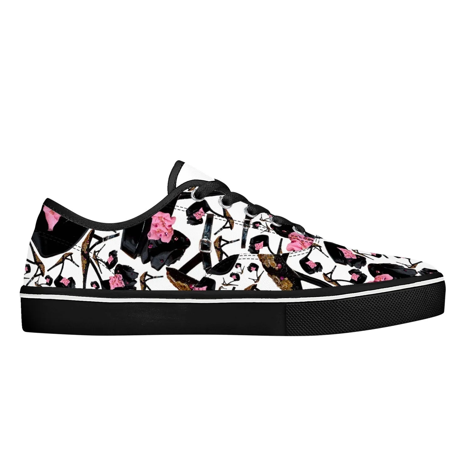 Skate Shoes - White/Black 'Pink gold sandals'