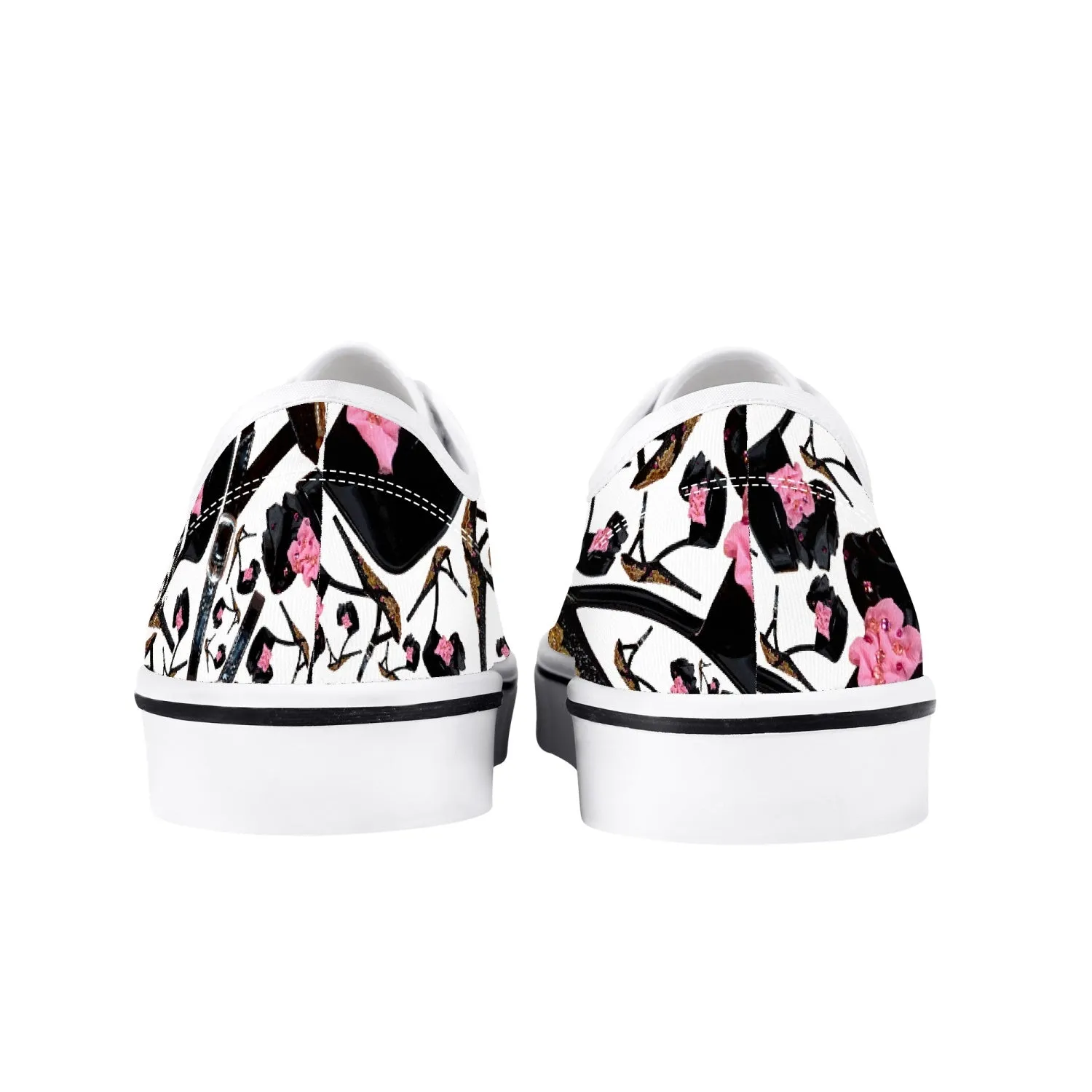 Skate Shoes - White/Black 'Pink gold sandals'