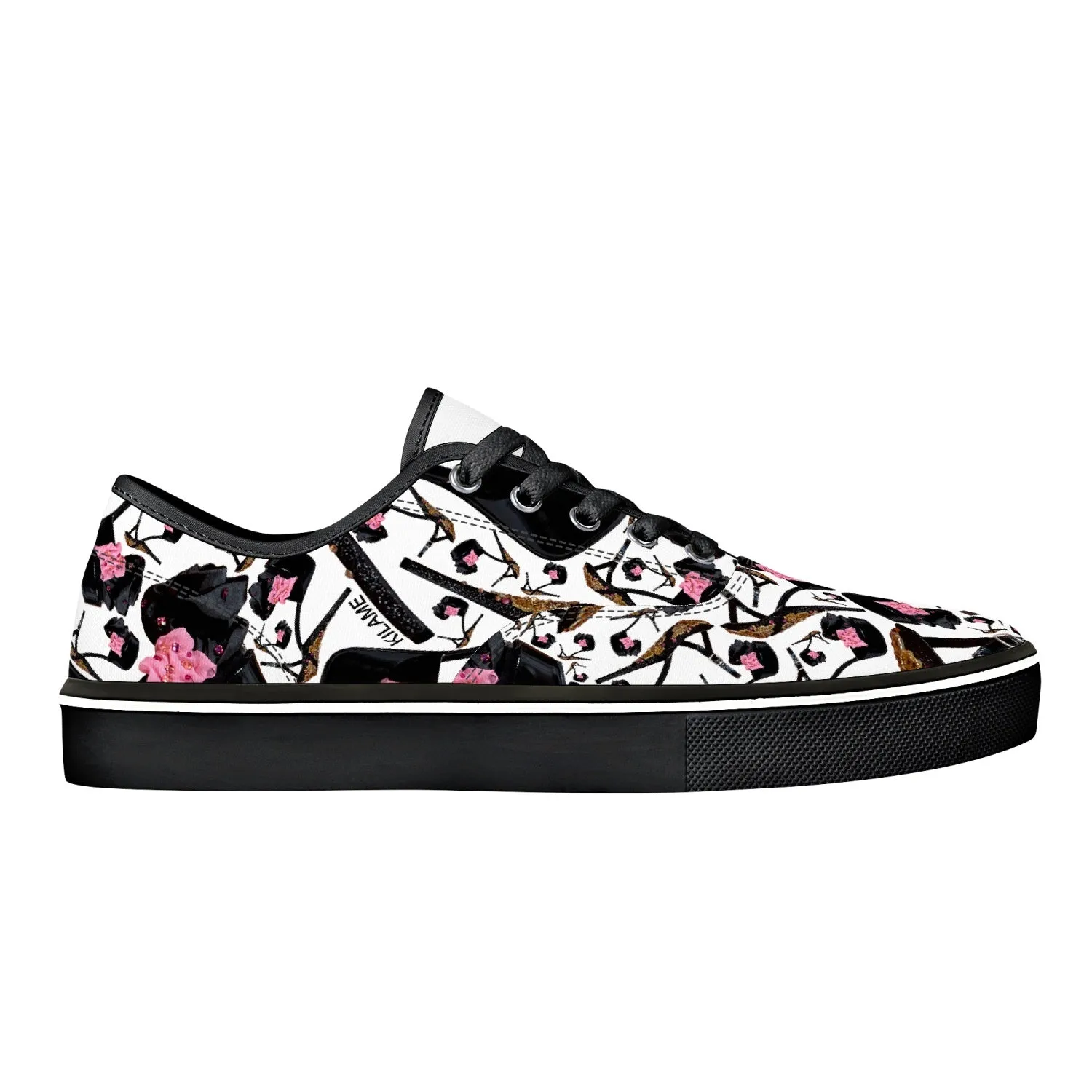 Skate Shoes - White/Black 'Pink gold sandals'