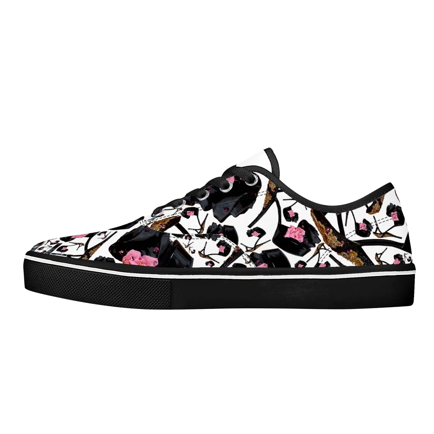 Skate Shoes - White/Black 'Pink gold sandals'