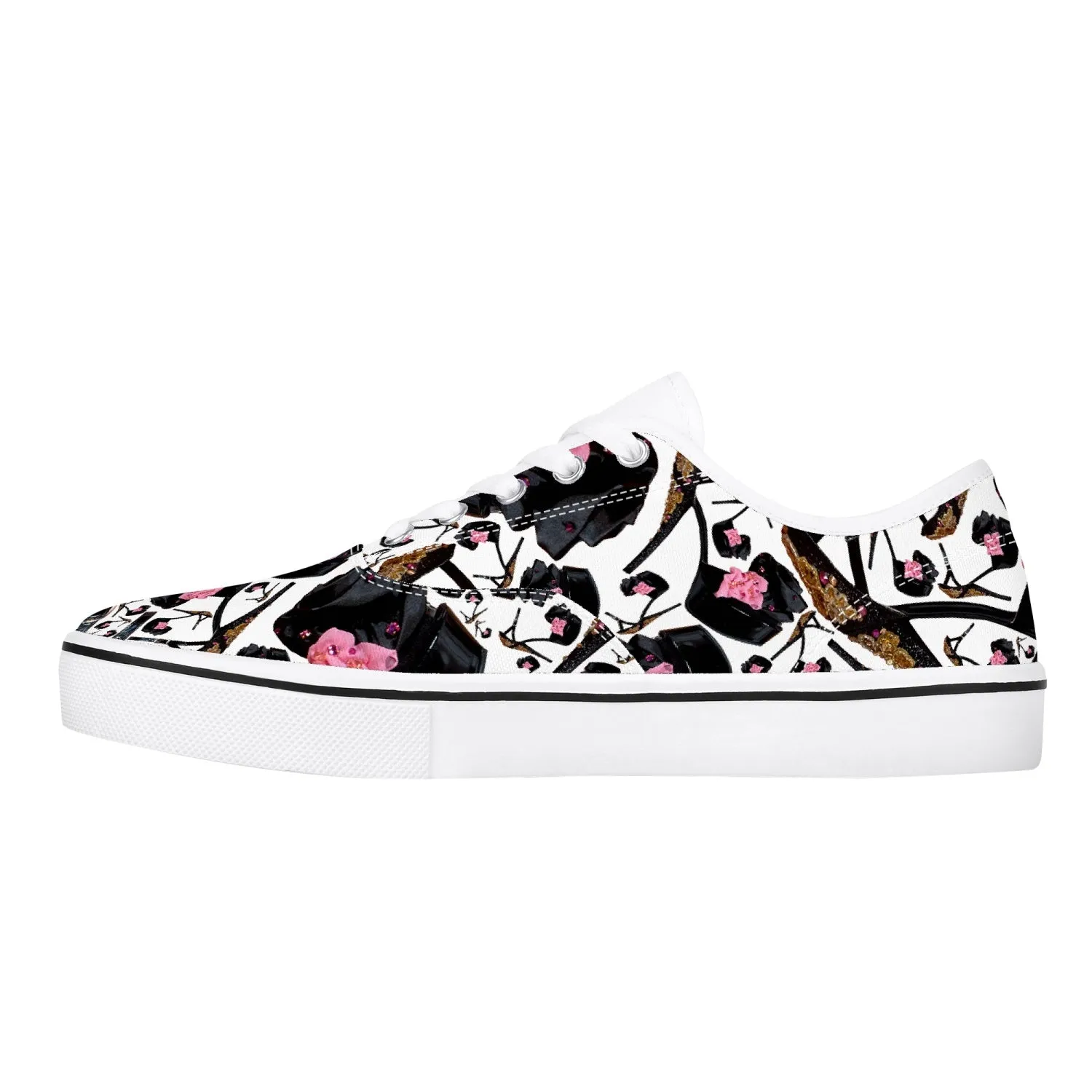 Skate Shoes - White/Black 'Pink gold sandals'