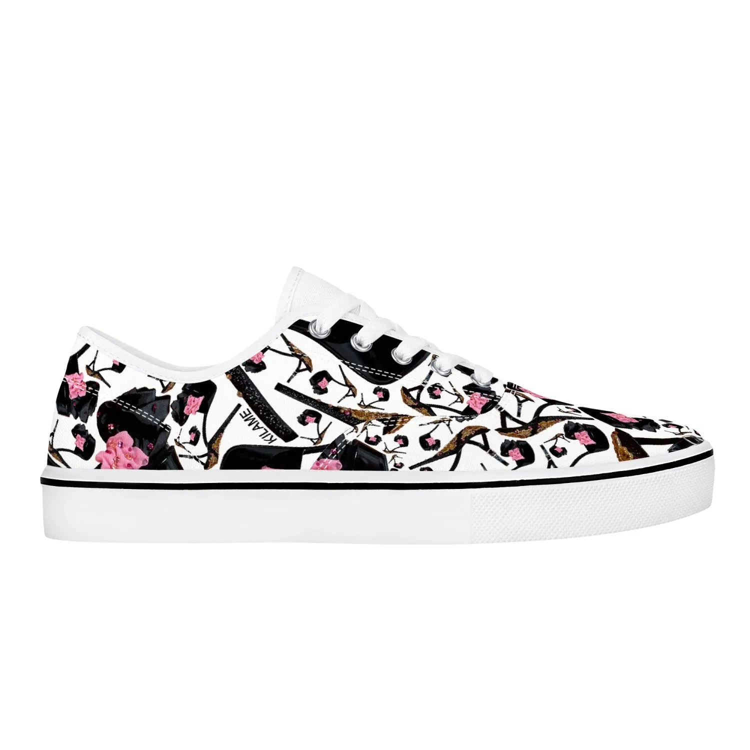 Skate Shoes - White/Black 'Pink gold sandals'