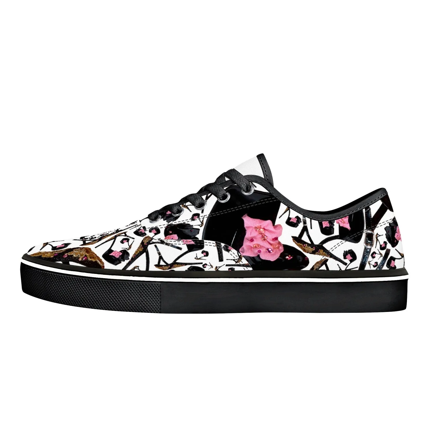 Skate Shoes - White/Black 'Pink gold sandals'