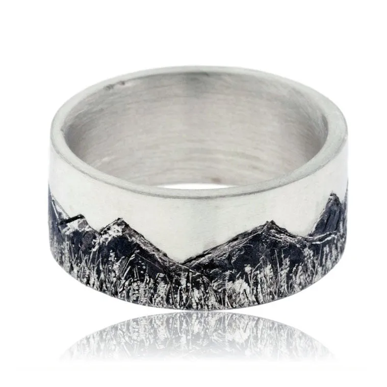 Snowcapped Mountain Etching Ring