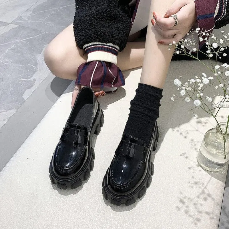 Spring And Autumn Thick-heeled All-match Lazy One-foot Loafers