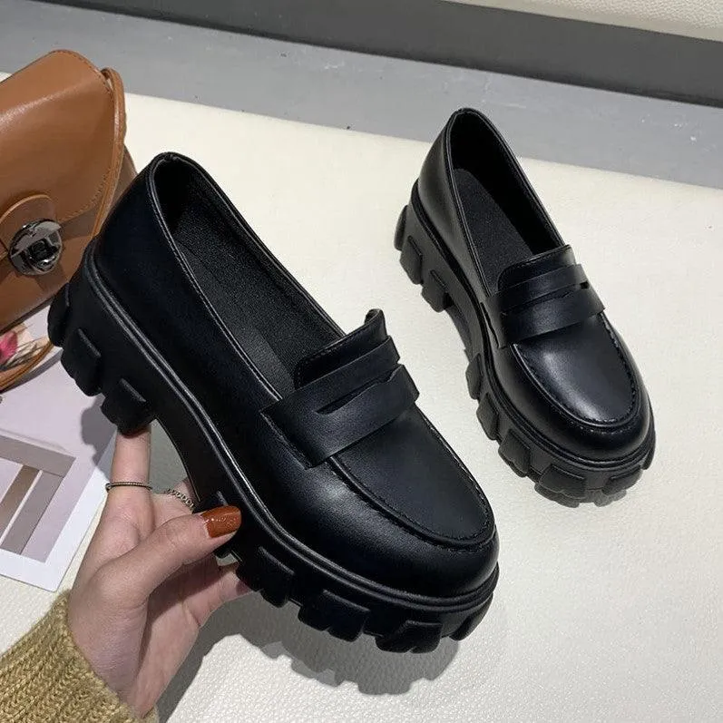 Spring And Autumn Thick-heeled All-match Lazy One-foot Loafers