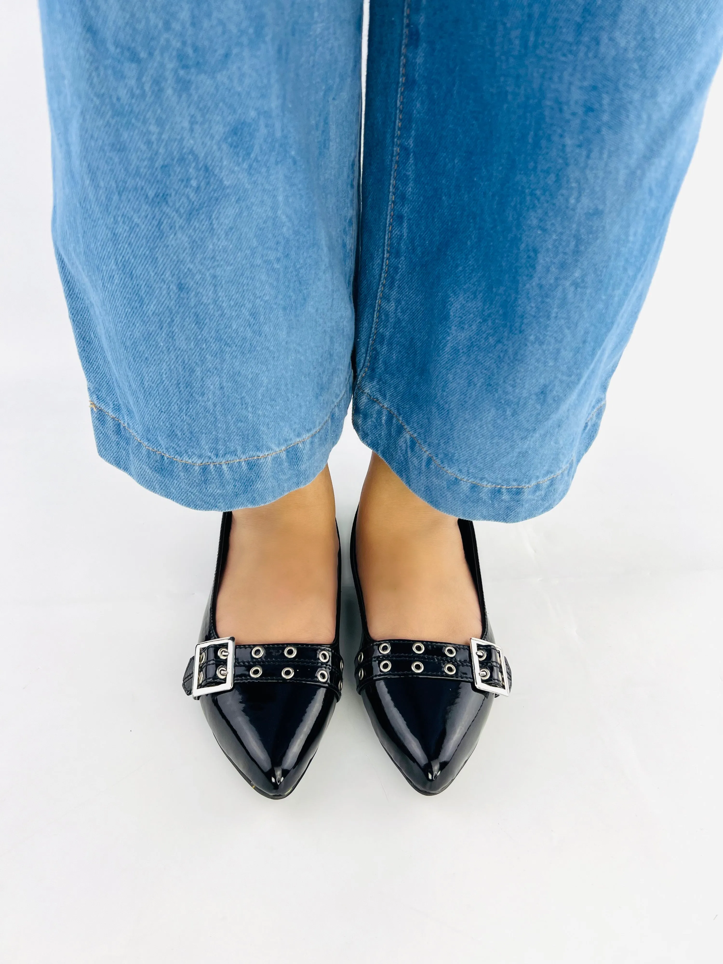 Spunkz Ballerina Black Patent Pump Shoes - 11044
