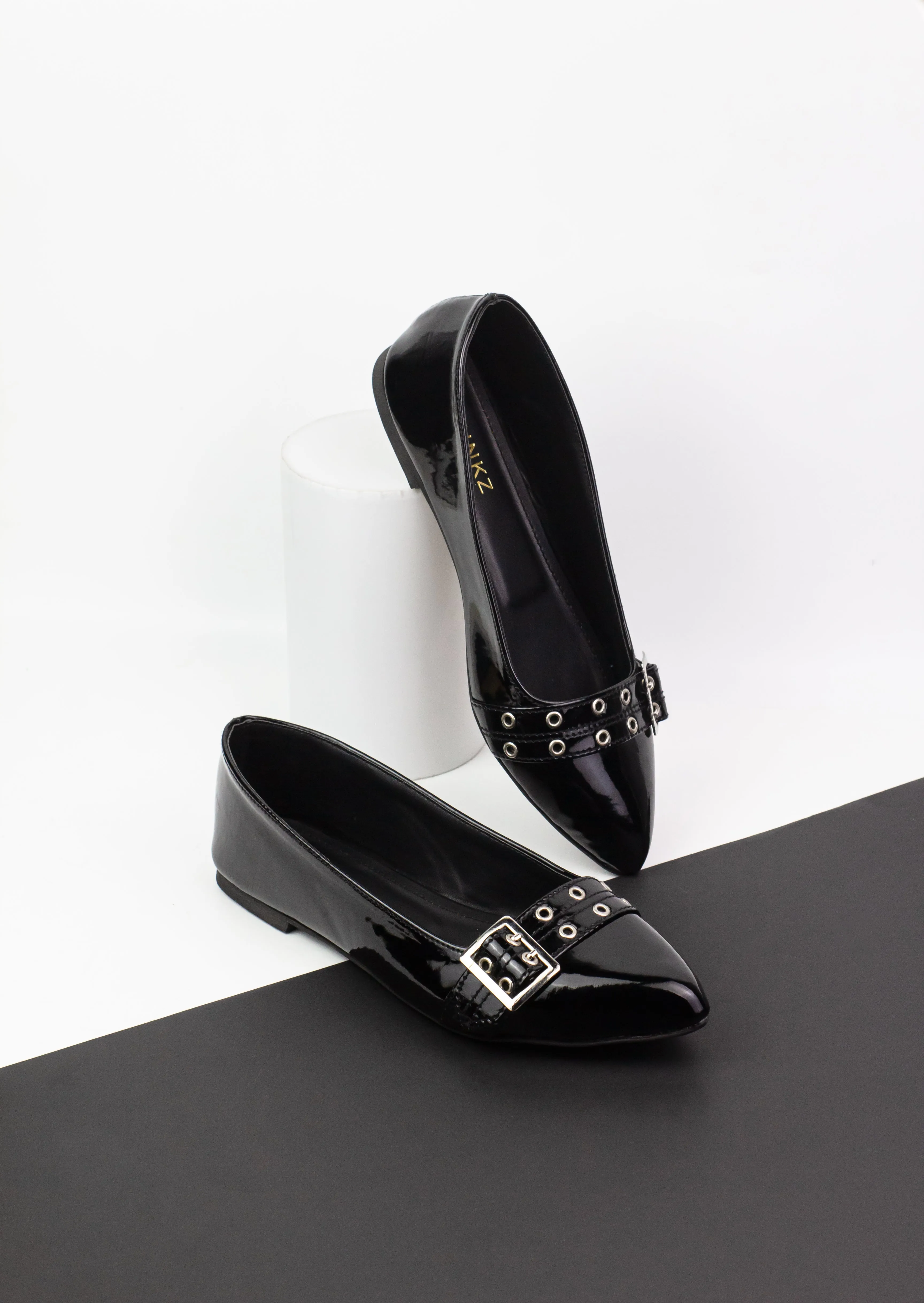 Spunkz Ballerina Black Patent Pump Shoes - 11044