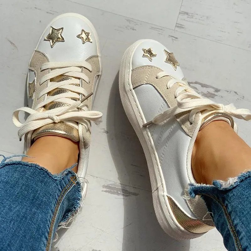 Star Design Casual Lace-Up Sneakers