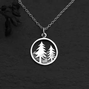 Sterling Silver 18 Inch Trees and Mountain Necklace