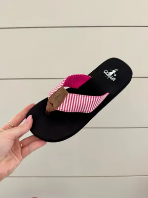 Summer Break by Corkys - Pink White Stripe