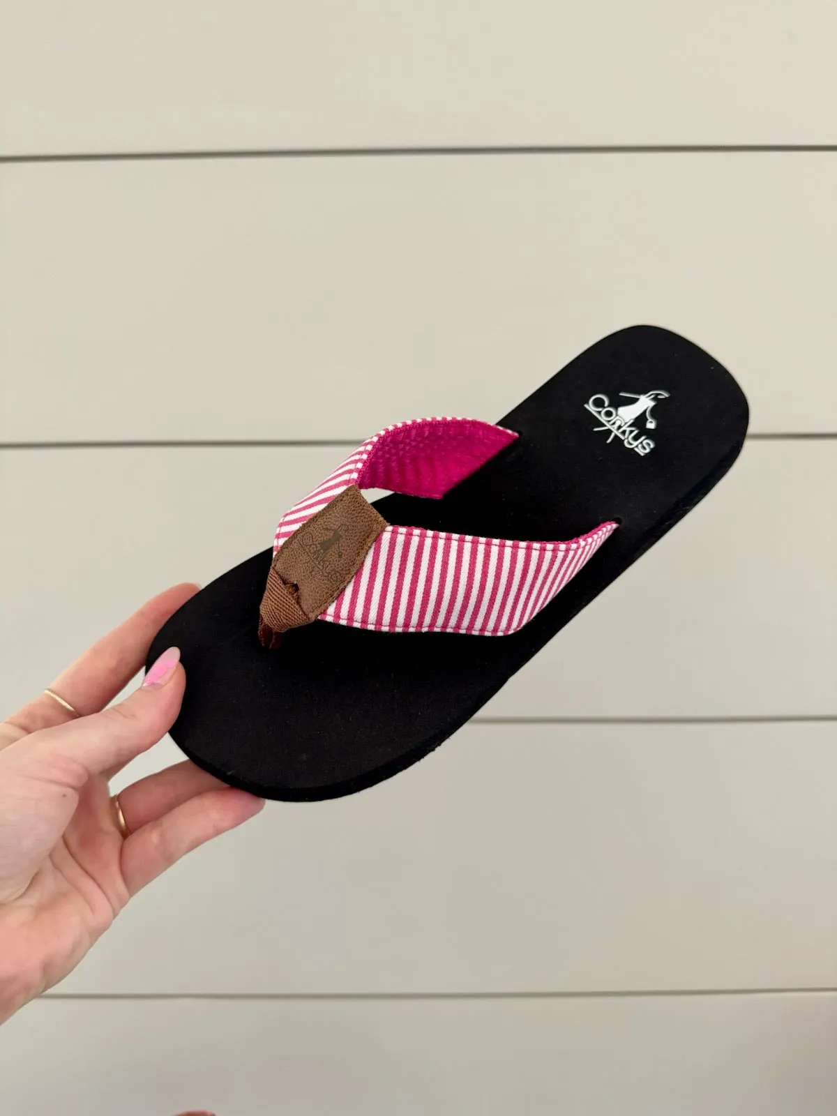 Summer Break by Corkys - Pink White Stripe