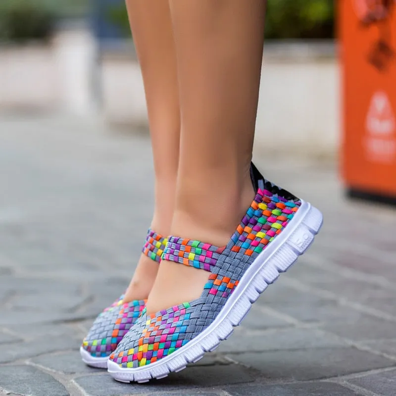 Summer Women's Breathable Walking Running Sport Women Woven Shoes
