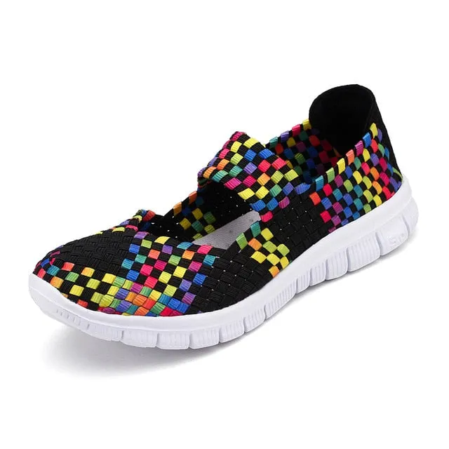 Summer Women's Breathable Walking Running Sport Women Woven Shoes