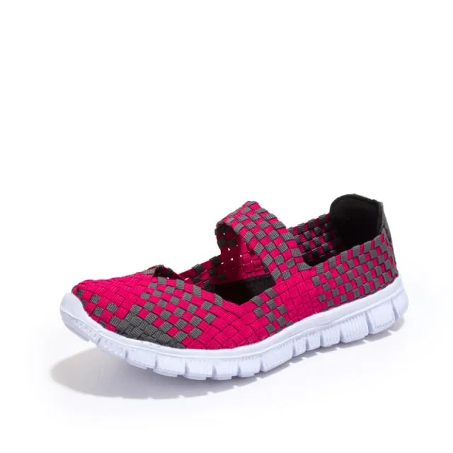 Summer Women's Breathable Walking Running Sport Women Woven Shoes